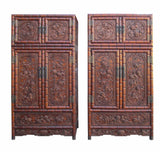 Chinese Rosewood Relief Foo Dog Carving Compound Cabinet sdc01S