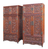 Chinese Rosewood Relief Foo Dog Carving Compound Cabinet sdc01S