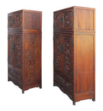 Chinese Rosewood Relief Foo Dog Carving Compound Cabinet sdc01S