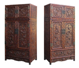 Chinese Rosewood Relief Foo Dog Carving Compound Cabinet sdc01S