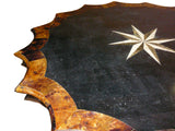 Handmade Vintage Old Shanghai Star-Shaped Pedestal Table with Marble Inlay Wood Mix cs960S