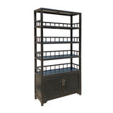 Handmade Chinese Vintage Black Bookcase – Solid Wood Storage Shelf cs7279S