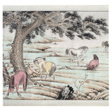 Chinese Watercolor Scroll Painting – Eight Horses Running Through Forest ws2235S
