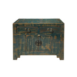 Handmade Solid Wood Oriental Distressed Teal Green Blue Credenza Sideboard Table Cabinet cs6147S