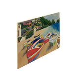 Hand-Painted Ceramic Tile – Colorful Boats on Beach by the Ocean Art ws2678S
