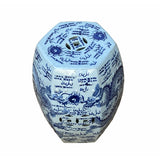 Chinese Blue & White Porcelain Hexagon Double Dragons Table Stool cs7004S