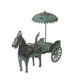 Handmade Green Bronze Ancient Horse with Wagon & Umbrella Sculpture ws1520S