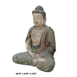 Handcrafted Rustic Wooden Buddha Shakyamuni Statue – Meditative Sitting Pose ws1573S