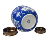 Handmade Blue and White Chinese Porcelain Jar with Brass Lid – Floral Ceramic Ginger Jar for Home Decor or Storage ws1711S