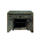 Handmade Solid Wood Oriental Distressed Teal Green Blue Credenza Sideboard Table Cabinet cs6147S