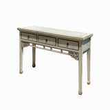 Chinese Distressed Off White 3 Drawers Side Pedestal Console Table cs6167S