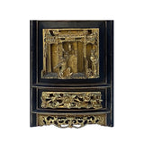 Vintage Chinese 3D Golden Lacquer Wood Carving Opera Scene Wall Panel ws2521S
