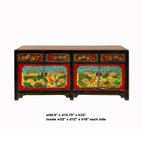 Handmade Vintage Chinese Sideboard – Lotus Pond Koi Fish Painted Sideboard Console Table Cabinet cs7138S