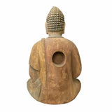 Handcrafted Large Size Rustic Wooden Buddha Statue – Meditative Sitting Pose  ws1539S