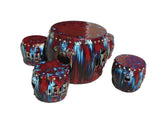 Chinese Red Clay Round Garden Tea Set - 5 Pieces wk2268S