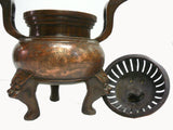 Chinese Bronze Foo Dogs Gold Graphic Incense Burner wk2506S