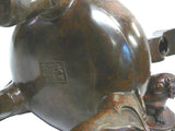 Chinese Bronze Foo Dogs Gold Graphic Incense Burner wk2506S