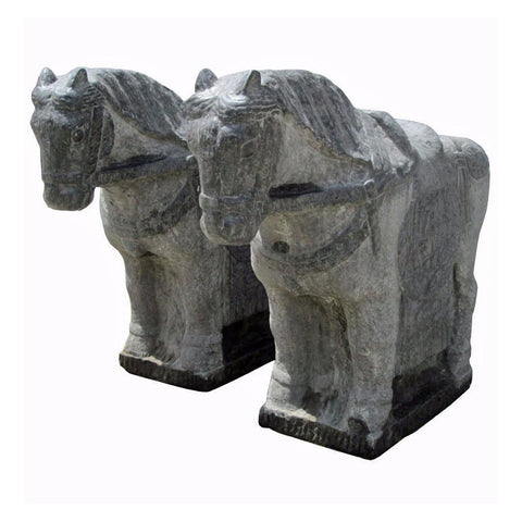pair stone horse 