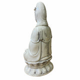 Porcelain White Off Kwan Yin Bodhisattva Statue – Goddess of Mercy On Lotus Base ws1574S