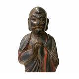 Authentic Hand-Carved Wooden Monk Lohan/Arhat Figure with Lotus Pedestal. ws1522S
