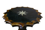 Handmade Vintage Old Shanghai Star-Shaped Pedestal Table with Marble Inlay Wood Mix cs960S