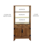 Chinese Vintage Light Brown Glass Display Bookcase Curio Cabinet cs6963S