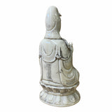 Porcelain White Off Kwan Yin Bodhisattva Statue – Goddess of Mercy On Lotus Base ws1574S