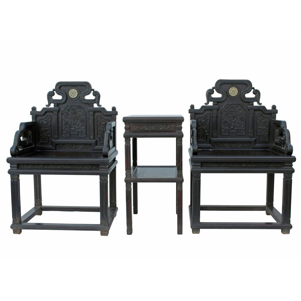 Set Of Exquisite Carved Flower Motif Zitan Wood Arm Chairs AL199 Set Of Exquisite Carved Flower Motif Zitan Wood Arm Chairs AL199