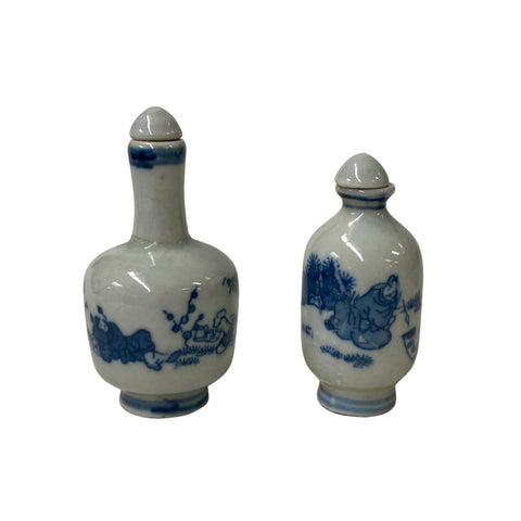 Snuff bottle - asian blue white porcelain jar