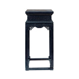Zitan Rectangular Carved Dragon And Longevity Apron Flower Stand AL303