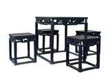 Ming Style Square Shape Zitan Wood Dining Table And Four Matching Stools AL205