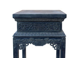 Zitan Rectangular Carved Dragon And Longevity Apron Flower Stand AL303