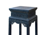 Zitan Rectangular Carved Dragon And Longevity Apron Flower Stand AL303