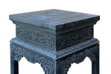 Zitan Rectangular Carved Dragon And Longevity Apron Flower Stand AL303