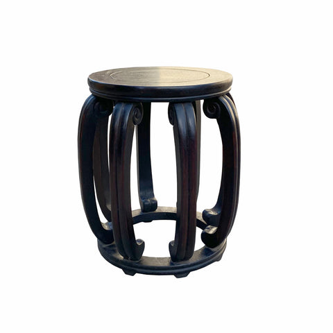 chinese barrel stool - round wood side table - oriental craw legs ottoman