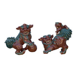 Ceramic foo dogs - Chinese Fengshui lions - Oriental Clay Fo Dogs
