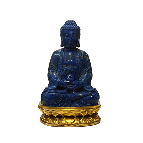 Chinese Buddha statue - oriental zen blue gemstone statue