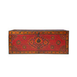 Tibetan style flower wood trunk - asian orange red flower wood long trunk table