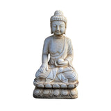 Chinese stone Buddha statue - Asian Cream white marble stone  Buddha - Amitabha Shakyamuni