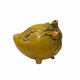 peach shape display - Yellow brown peach figure - peach shape vase