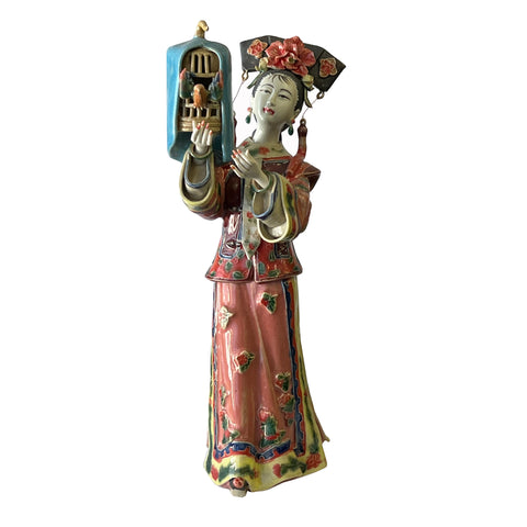 chinese ancient dressing porcelain lady figure