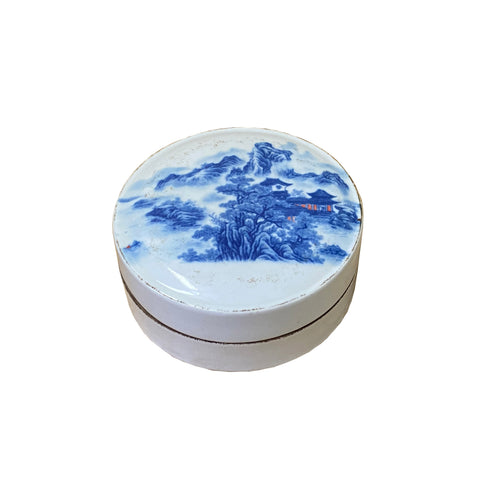 Chinese blue white porcelain box - porcelain round box