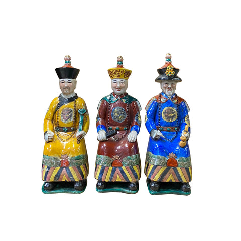 Chinese ceramic colorful king figure - Ching Qing Emperor figure set 