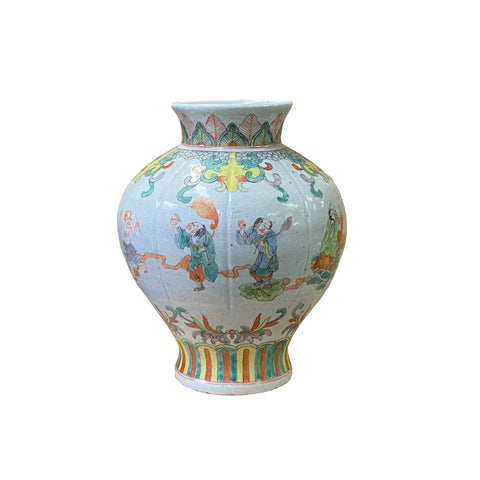Chinese eight immortals graphic ceramic vase 