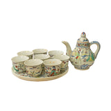 teacups teapot set - oriental eight immortal theme - Asian Chinese decor teacups