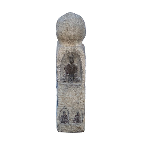 Stone Buddha carving - Zen garden Buddha tower pole display - Chinese stone carving statue