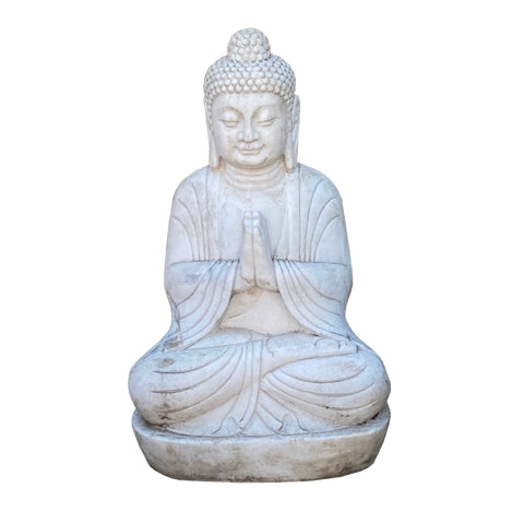 White Marble Stone Buddha statue - Zen garden Amitabha Shakyamuni Statue - Oriental Buddha Stone Statue