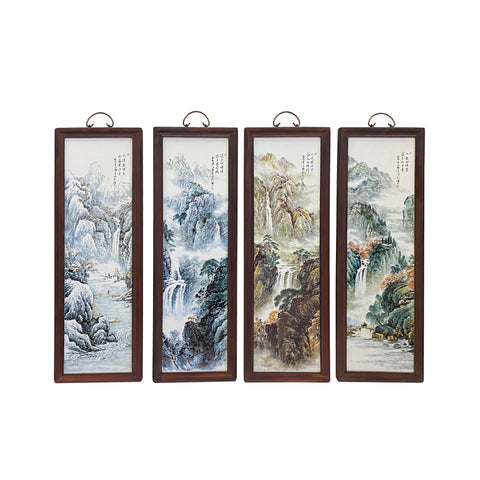porcelain panel wall art - Chinese water mountain scenery wall painting - Asian oriental wall panel set