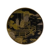 Chines black gold lacquer round box - chinoiserie box