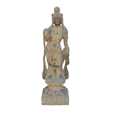 Stone Kwan Yin statue - Zen Stone Dancing Tara statue - Bodhisattava Avalokitesvara